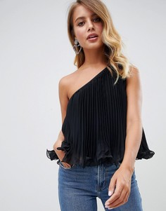 Топ с асимметричными складками ASOS DESIGN - Черный