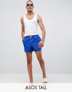Ярко-синие шорты для плавания с оранжевым шнурком ASOS DESIGN Tall - Синий