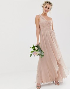 Платье макси на одно плечо с плиссировкой ASOS DESIGN - Розовый