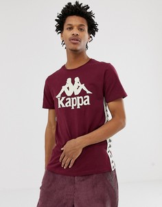 Бордовая футболка с логотипом на груди и отделкой лентой Kappa - Красный