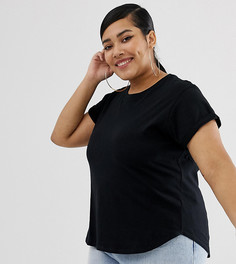 Черная футболка с асимметричным краем и отворотами на рукавах ASOS DESIGN - Черный