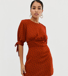 Платье мини в горошек с высоким воротником Fashion Union Petite - Красный