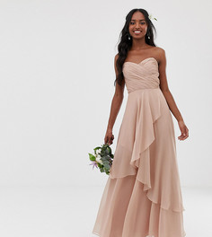 Платье-бандо макси с многослойной юбкой ASOS DESIGN Tall Bridesmaid - Розовый