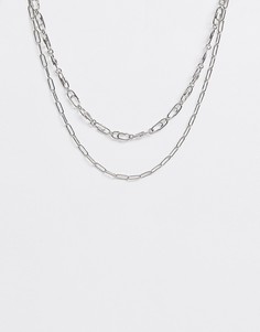 Серебристое ожерелье в несколько рядов ASOS DESIGN - Серебряный