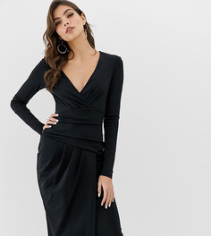 Облегающее платье миди с запахом ASOS DESIGN - Черный