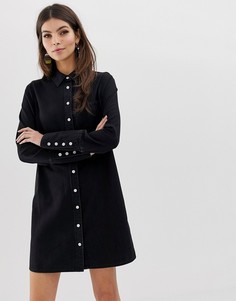 Черное джинсовое платье-рубашка ASOS DESIGN - Черный