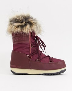 Бордовые зимние ботинки с искусственным мехом Moon Boot Monaco - Красный