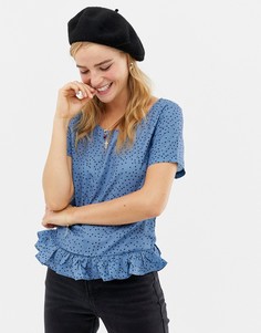 Топ с оборкой по нижнему краю Glamorous - Синий