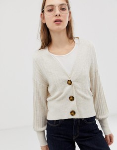 Кардиган на пуговицах с объемными рукавами ASOS DESIGN - Светло-бежевый
