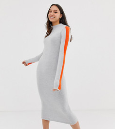 Платье миди с высоким воротом и отделкой ASOS DESIGN Tall - Серый
