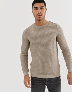 Бежевый легкий обтягивающий джемпер вязки косами ASOS DESIGN - Бежевый