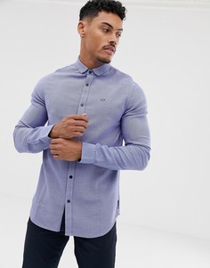 Синяя приталенная рубашка с логотипом Armani Exchange - Синий