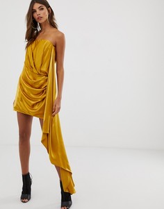 Атласное платье-бадно мини с драпировкой ASOS EDITION - Золотой