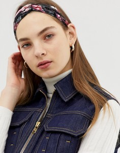 Бархатная повязка на голову с перекрученным спереди дизайном и принтом ASOS DESIGN - Мульти