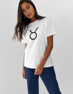 Футболка с принтом в виде знака зодиака ASOS DESIGN - Белый