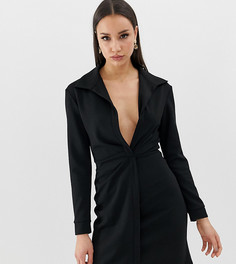 Облегающее платье-рубашка с драпировкой ASOS DESIGN Tall - Черный