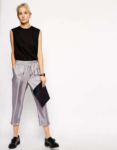 Шелковые суженные книзу брюки без застежки ASOS WHITE - Зеленый