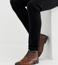 Коричневые кожаные ботинки чукка для широкой стопы ASOS DESIGN - Коричневый