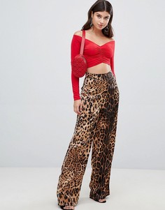 Широкие брюки с леопардовым принтом PrettyLittleThing - Рыжий