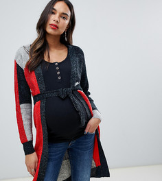 Вязаный кардиган колор блок Mamalicious maternity - Мульти Mama.Licious