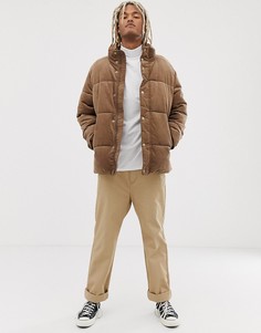 Бежевая дутая вельветовая куртка Pull&Bear - Бежевый