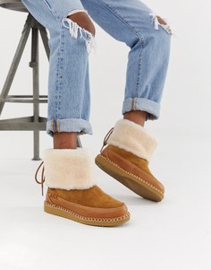 Пушистые полусапожки каштанового цвета Ugg Quinlin - Рыжий