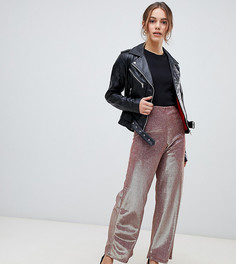 Розовые широкие брюки с блестками Miss Selfridge Petite - Розовый