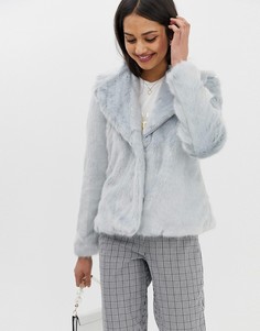 Голубая короткая шуба из искусственного меха Miss Selfridge - Синий