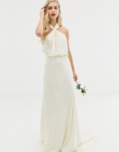 Свадебное платье макси с халтером и сборками ASOS EDITION - Кремовый