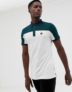 Футболка-поло в стиле колор блок Jack & Jones Core - Зеленый
