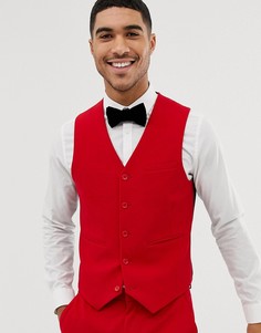 Красный приталенный жилет ASOS DESIGN - Красный