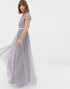 Платье макси с отделкой Needle & Thread - Фиолетовый