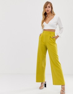 Широкие брюки с защипами ASOS DESIGN - Желтый
