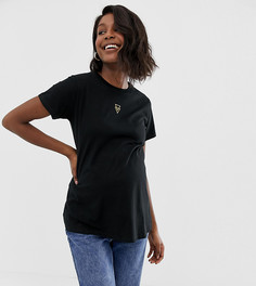 Футболка с вышитым логотипом металлик ASOS DESIGN Maternity - Черный