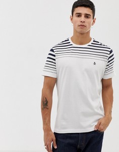 Белая футболка в полоску с логотипом Original Penguin - Белый