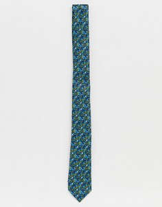 Синий узкий галстук с цветочным принтом ASOS DESIGN - Мульти
