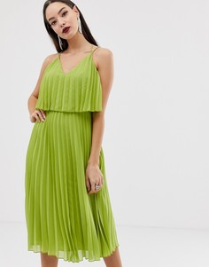 Плиссированное платье с кроп-топом ASOS DESIGN - Зеленый