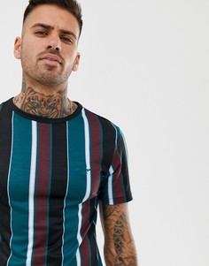 Обтягивающая футболка в полоску River Island - Зеленый