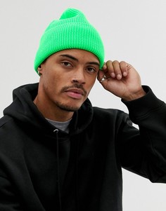 Неоново-зеленая шапка-бини ASOS DESIGN - Зеленый