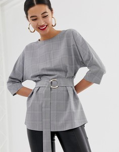 Топ в клетку с поясом River Island - Мульти