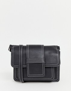 Черная сумка через плечо с контрастными строчками New Look - Черный