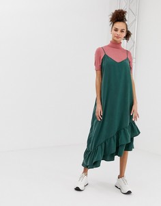 Платье на бретельках с полосками Monki - Зеленый