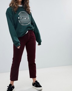 Бордовые вельветовые джинсы в винтажном стиле Pull&bear - Красный