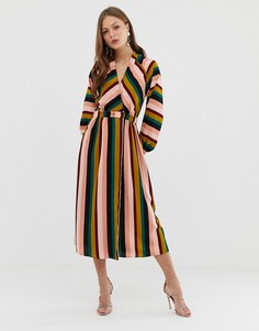 Платье макси в полоску с запахом ASOS DESIGN - Мульти