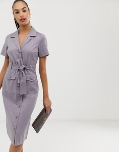 Саржевое платье-рубашка миди в стиле милитари ASOS DESIGN - Фиолетовый