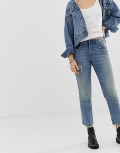 Укороченные джинсы в винтажном стиле из плотного денима с рваной отделкой Cheap Monday - Синий