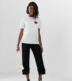 Широкие укороченные брюки с оборками ASOS DESIGN Maternity - Черный