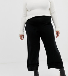 Укороченные широкие брюки с оборками по краю ASOS DESIGN Curve - Черный