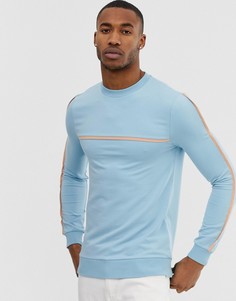 Синий обтягивающий свитшот с кантом ASOS DESIGN - Синий