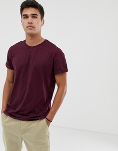 Бордовая футболка с отворотами на рукавах New Look - Красный